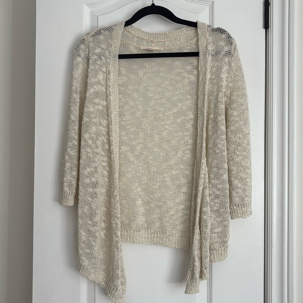 Women's crochet Cream Open-Front cardigan size M